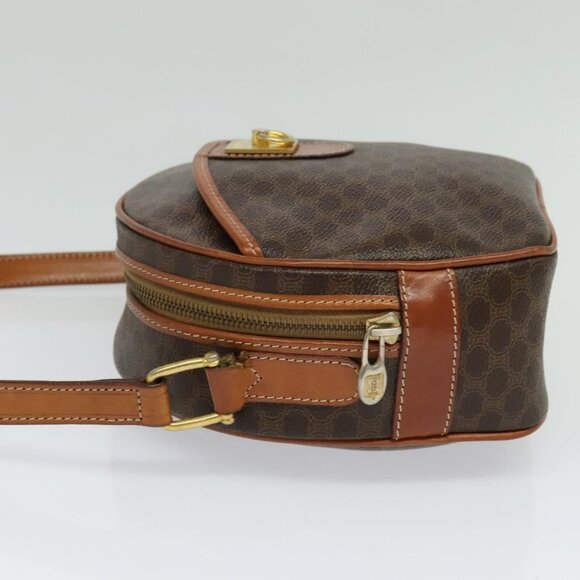 CELINE Macadam Canvas Shoulder Bag PVC Leather Brown Gold Auth - Picture 4 of 16